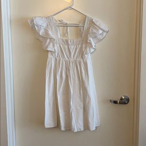 White Ruffle Sleeve Dress